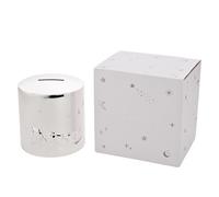 Bambino By Juliana Silver Plated Round Money Box Memories Keepsake. Gifting to Celebrate Newborn Children, Family & Love - Present for New Born, Baby Shower & Christening.