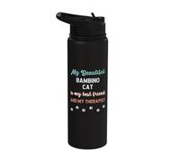 Bambino Cat Munchkin Sphynx Cross Owner Lover Therapist Stainless Steel Insulated Water Bottle