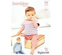 Bambino DK Pattern 9608 Crochet Striped Top and Sweater -41-66cm, 16-26in, Birth to 7 Years - 2 Easy Crochet Designs