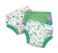 Bambino Mio 3 Pack Potty Training Pants for Boys and Girls - (Age 3-4 Years) Green Jungle, Reusable Cotton Underwear for Toddlers