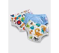 Bambino Mio BRITISH BRAND (3 Pack) Training Pants for Toddlers Reusable Cloth Potty Pants Training Underwear, 3-4 Years, Blue Astronauts & Dinosaurs, Baby and Toddler, Boys and Girls with Cross-Stitch