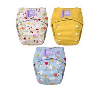 Bambino Mio 3 Pack Revolutionary Reusable Nappy (Garden Party) - Birth to Potty Cloth Nappy | Chemical-Free, Leak-Proof, Adjustable Washable Nappy with Bamboo Booster | Oeko-TEX Certified Baby Diaper