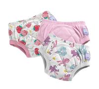 Bambino Mio (3 Pack) Training Pants for Toddlers Reusable Cloth Potty Pants Training Underwear, 3-4 Years, Pink Strawberry Unicorns, Baby and Toddler, Boys and Girls with Cross-Stitch
