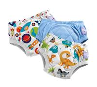 Bambino Mio BRITISH BRAND (3 Pack) Training Pants for Toddlers Reusable Cloth Potty Pants Training Underwear, 2-3 Years, Blue Astronauts & Dinosaurs, Baby and Toddler, Boys and Girls with Cross-Stitch