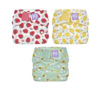 Bambino Mio Miosolo Classic Reusable Nappies 3 Pack (Bugs Life)- All-in-One Cloth Nappies, One Size Washable Nappy with Adjustable Poppers, Leak-Resistant & Absorbent, Reusable Baby Nappy (3-35 lbs)