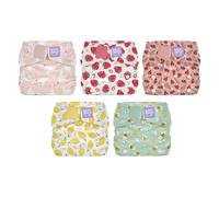 Bambino Mio Miosolo Classic Reusable Nappies 5 Pack (Bugs Life)- All-in-One Cloth Nappies, One Size Washable Nappy with Adjustable Poppers, Leak-Resistant & Absorbent, Reusable Baby Nappy (3-35 lbs)