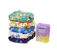 Bambino Mio, Reusable Nappy Set - The Give-it-a-go Bundle, 5 x Nappies, 100 messless Liners, Bold