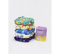Bambino Mio, Reusable Nappy Set - The Give-it-a-go Bundle, 5 x Nappies, 100 messless Liners, Bold