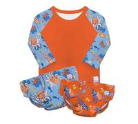 Bambino Mio, Revolutionary Reusable Swim Set - 2 Swim Nappies and Rash Top, Baby and Toddler, Sun Protection UPF40+, Wave Patrol, 1-2 Years