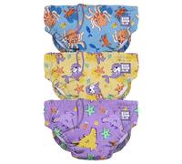 Bambino Mio Swim Nappy Pants, (1-2 Years) Reusable Unisex Pull-up Swim Nappies 3-Pack, Washable (Beach Buddies)