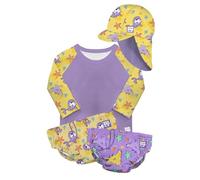 Bambino Mio Unisex Baby, Toddler Reusable Full Swim Set - 4-Piece Baby Swim Essentials with Sun Protection UPF40+, Purple Stingray, 1-2 Years