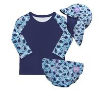 Bambino Mio UPF 40+ Reusable Swim Nappy Set (Age 6-12 Months) Blue Whale | Includes, Swim Nappy Pant, Swim Rash Vest Top & Swim Hat for Baby and Toddler