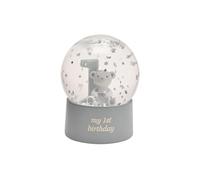 Bambino My First Birthday Waterball - Blue Baby Boy Snow Globe Keepsake | Glitter-Filled Bday Gift with Bear Figurine & “My 1st Birthday” Base | Nursery Ornament for Boys