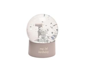 Bambino My First Birthday Waterball - Pink Baby Girl Snow Globe Keepsake | Glitter-Filled Bday Gift with Bear Figurine & “My 1st Birthday” Base | Nursery Ornament for Girls