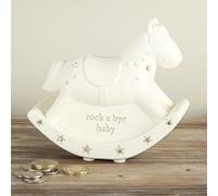 Bambino Rocking Horse Money Box with Diamante - New Baby Unisex