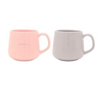 Bambino Set of 2 Mummy and Daddy Mugs - Stoneware Ceramic Mug Set - Soft Pink & Grey Colours - Tea Coffee Hot Drinks Cups - 300ml Capacity - Gift for New Parents Baby Shower