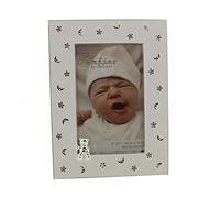 Bambino Silver Plated Frame Stars & Moon Teddy 4x6 Inch Picture