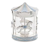 Bambino Silver Plated Money Box Carousel - Blue Silver