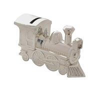 Bambino Silver Plated Money Box - Large Train Silver
