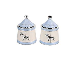 Bambino Silverplated Tooth & Curl Set - Blue Carousel Blue