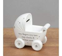 Bambino White Resin Money Box - Pram