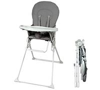 BAMBISOL Grey Ultra Compact Folding Baby Highchair, Adjustable Removable Shelf, 5-point Harness, For Babies up to 3 years, 15 kg Max Weight