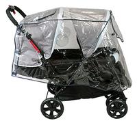 BAMBISOL Rain Cover Double Stroller | Transparent | Waterproof & Windproof Protection | Side Ventilation with Flap | Easy to Put on Gripping Strips | Hand Washable