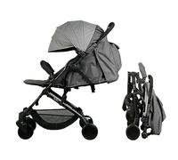 Bambisol Yuko² Compact Walking Stick Stroller | from Birth, 1 Hand Folding, Railing, Recycled Polyester Fabric | Heather Grey Eco