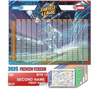 Bambluby Fantasy Football Draft Board 2025-2026 Kit - Extra Large Set with 600+ Player Labels - Premium Color Edition[14 Teams 20 Rounds]