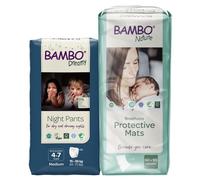 Bambo Nature Bundle of Dreamy Night Pants + Disposable Changing Mat (Children Aged 4-7, 15-35kg), 10PK Pull Up Pants, + Disposable Protective Bed Mats, Size 60 x 90cm, Pack of 10, Absorbency of 2100ml