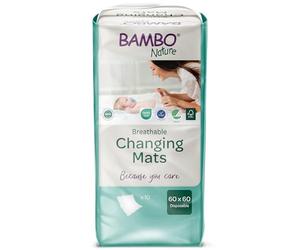 Bambo Nature Disposable Changing Mats, Size 60x60 cm, Pack of 10, Absorbency of 1000 ml, Disposable Changing Mat