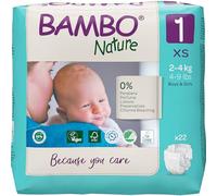 Bambo Nature Premium Eco Nappies, Eco-Labelled Newborn Nappies, Enhanced Leakage Protection, Secure & Comfortable Baby Nappies, Newborn Essentials - Size 1 Nappies (4-9 lb/2-4 kg), 22PK