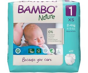 Bambo Nature Premium Eco Nappies, Eco-Labelled Newborn Nappies, Enhanced Leakage Protection, Secure & Comfortable Baby Nappies, Newborn Essentials - Size 1 Nappies (4-9 lb/2-4 kg), 22PK