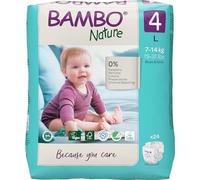 Bambo Nature Premium Eco Nappies, Eco-Labelled Sustainable Nappies, Enhanced Leakage Protection, Secure & Comfortable Baby Nappies, Secure & Comfortable - Size 4 Nappies (15-31lb/7-14 kg), Maxi, 24PK