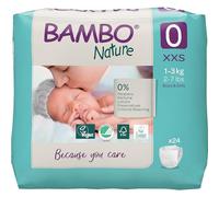 Bambo Nature Premium Eco Nappies, Premature Size 0 (2-7lb/1-3kg), XXS, Pack of 24, Eco-Labelled Nappies, Enhanced Leakage Protection, Secure and Comfortable Baby Nappy