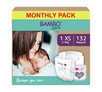 Bambo Nature Premium Eco Nappies, Size 1 (4-9 lb/2-4 kg), 22PK, Eco-Labelled Newborn Nappy, Enhanced Leakage Protection, Secure and Comfortable Baby Nappies, Newborn Essentials, Pack of 6