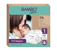 Bambo Nature Premium Eco Nappies, Size 1 (4-9 lb/2-4 kg), 22PK, Eco-Labelled Newborn Nappy, Enhanced Leakage Protection, Secure and Comfortable Baby Nappies, Newborn Essentials, Pack of 6