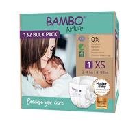 Bambo Nature Premium Eco Nappies, Size 1 (4-9 lb/2-4 kg), 22PK, Eco-Labelled Newborn Nappy, Enhanced Leakage Protection, Secure and Comfortable Baby Nappies, Newborn Essentials, Pack of 6