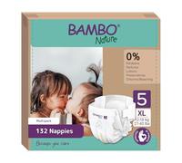 Bambo Nature Premium Eco Nappies, Size 5 (27-40lb/12-18kg), Junior, 132PK, Eco-Labelled Nappies, Enhanced Leakage Protection, Secure and Comfortable Baby Nappy