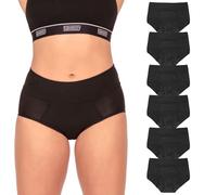 Bambody Period Pants for Women, Period Underwear for Teenage Girls - Leakproof, Absorbent, Comfortable, Breathable (6 Pack: Black, L)