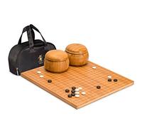 Bamboo 0.8Inch Etched Reversible 19X19 , 13X13 Go Game Set Board With 9.2Mm Double Convex Yunzi Stones And Bamboo od Bowls Set