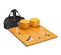Bamboo 2-Centimeter Etched Reversible 19x19 / 13x13 Go Game Set Board with Single Convex Melamine Stones and Bamboo Bowls Set - Classic Strategy Board Game (Baduk/Weiqi)