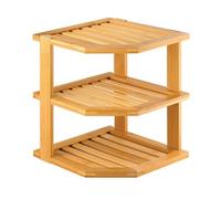 Bamboo 3 Tier Corner Kitchen Cupboard Shelf Plate Dish Stand Storage Shelf Rack