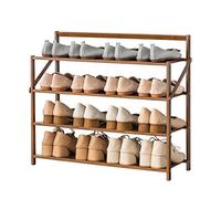 Bamboo 4-Tier Folding Shoe Rack - Space-Saving Wooden Storage Shelf for Entryway Hallway & Bedroom - Stylish Brown 70cm Tall for Shoes