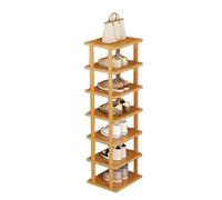 Bamboo 5/7/8 Tier Narrow Shoe Rack - Stackable, Removable, Vertical Space Saving Corner Shoe Organizer - Ideal for Bedrooms, Hallways, Wardrobes, Cabinets
