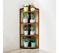 Bamboo 5 Tier Corner Shelf Stand, Tall Corner Plant Stand & Bookshelf, Eco-friendly Multipurpose Corner Storage Shelving Unit For Living Room Bedroom Bathroom Kitchen Home Natural 4 Tier