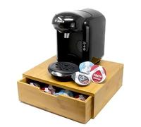 Bamboo 64 Coffee Pod Drawer | Coffee Machine Stand | Capsule Dispenser | Coffee Organiser Station | Fits Tassimo Pods Holder | Wooden Kitchen Storage for Coffee & Tea