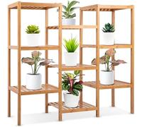 Bamboo 9 Tier Plant Stand - Free Standing Storage Shelves for Multiple Potted Plants, Corner Shelf House Accessories Indoor and Outdoor Use, Tall Wood Holder For Backyard, Balcony, Patio, Garden