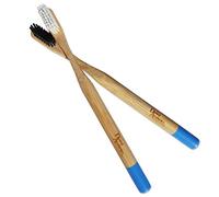 Bamboo Adult Toothbrush ~ Medium Bristles Black & White (Set of 2)