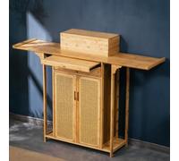 Bamboo Altar Table, Chinese Buddhist Altar Cabinet with Double Door Storage and Drawer, Meditation Cabinet Offering Table for Living Room, Temple Worship(Natural A,140CM/55.1IN)